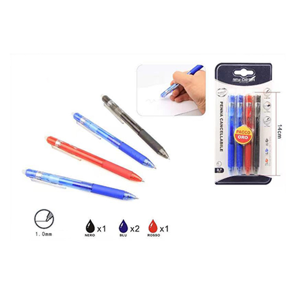Set di penne gel cancellabili 0,5mm inchiostro di colore blu penne